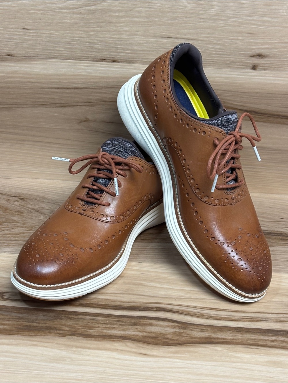 New Cole Haan Original Grand Wingtip Oxfords brown leather upper size 8.5